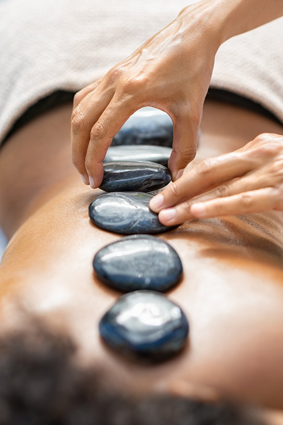 Hot stone massage at spa